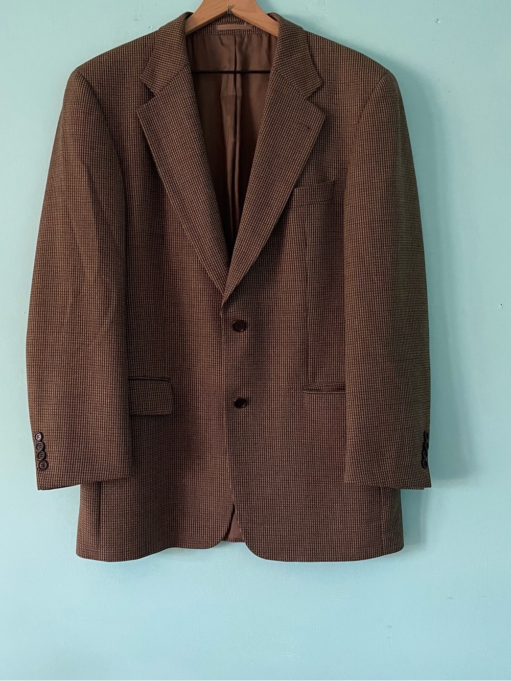 Hugo Boss Apollon Cedrics Wool Plaid Vintage Double Breasted Blazer USA 42L